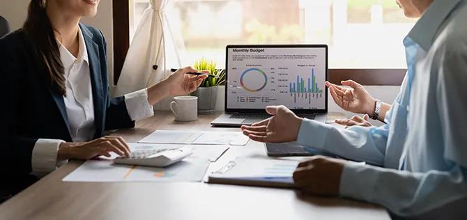 Financial advisor meeting with clients