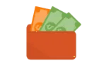 Wallet with money icon