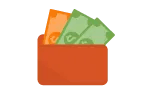 Wallet with money icon