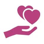 hand holding two hearts