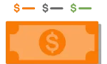 Orange dollar bill icon