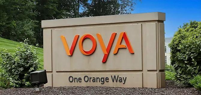 Voya One Orange Way sign