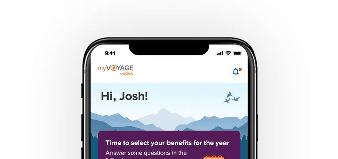 mobile phone with myVoyage homescreen