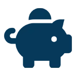 Voya dark blue icon of a piggy bank