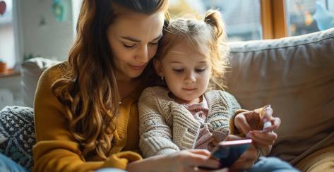parent protecting her child from a smartphone and social media