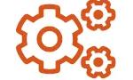 orange icon of gears