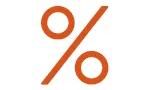 orange icon of a percentage symbol