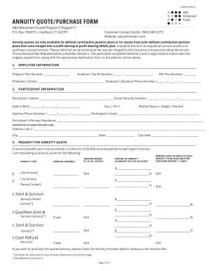 ABA Annuity Quote/Purchase Form (page 1)