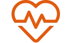 Orange heartbeat icon with cardiograph lines