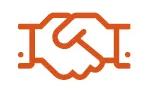 orange icon of two hands shaking
