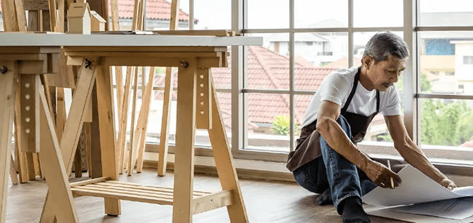 business owner carpenter working