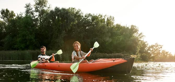 Couple kayaking