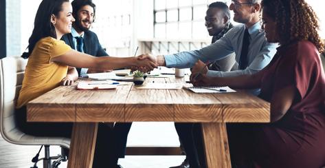 Business people, handshake and staff deal in meeting with agreement and contract collaboration. Partnership, success and b2b work with shaking hands to welcome and show congratulations from teamwork.