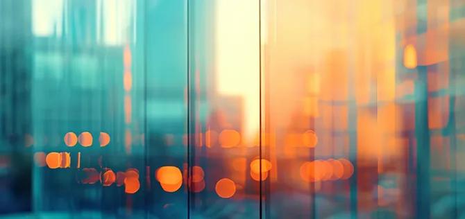 Colorful, urban city and glow reflection