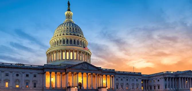 U.S. Capitol building at sunset