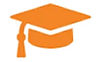 Orange graduation hat icon