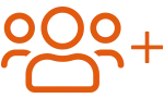 Orange icon demonstrating many people