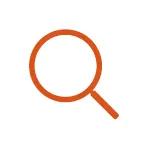 orange icon of magnifying glass