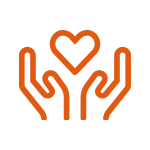 Hands with heart icon