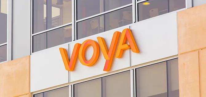 Voya sign on building