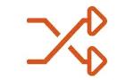 Orange icon of two arrows intersecting