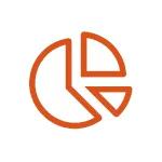 orange icon of a pie chart