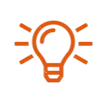 Orange icon of thought bulb
