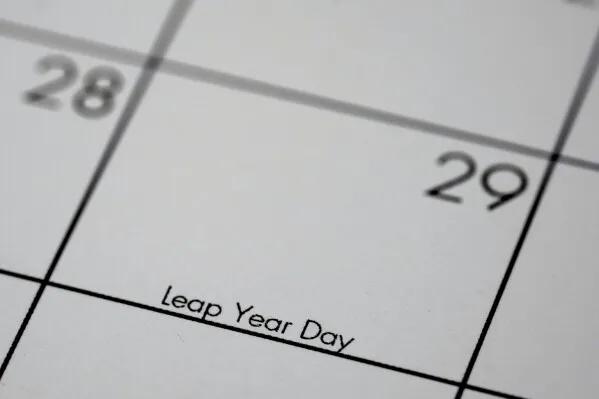 Close up on calendar showing Leap Year Day, February 29th.